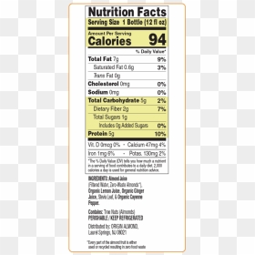 Lemon-nutritional - Nutrition Facts, Hd Png Download - Vhv