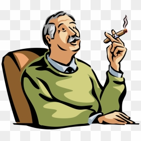 Vector Illustration Of Retired Elderly Senior Citizen - Smoking Clip Art, HD Png Download - smoke vector png
