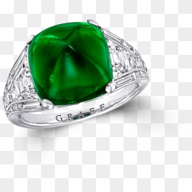 A Graff Sugarloaf Colombian Emerald And Diamond Ring - Graff Emerald Ring, HD Png Download - emerald png