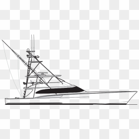 Transparent Boat Clipart - Silhouette Of A Center Console Boat With Outriggers, HD Png Download - fishing boat png