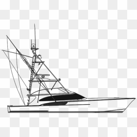 Drawn Yacht Fishing Boat - Fishing Yacht Line Drawing, HD Png Download - fishing boat png