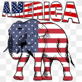 Red White And Blue Elephant, HD Png Download - america flag png