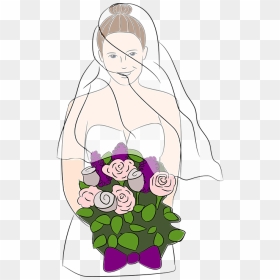 Bride Dress Wedding Flowers Fancy Veil Woman - Bride With Bouquet Png, Transparent Png - bride png