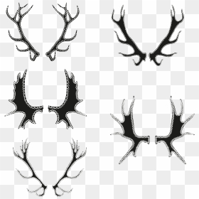Stick Figure Hand Drawn Antler Transparent Black Silhouette - White Antlers Cartoon, HD Png Download - hand silhouette png