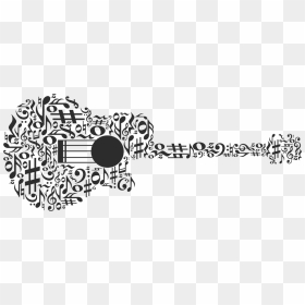 Musical Note Guitar Illustration - Abstract Guitar Background Black And White, HD Png Download - white music notes png