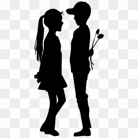 Clipart Girl Silhouette 20 Free Cliparts - Boy Giving Flowers To Girl, HD Png Download - girl silhouette png