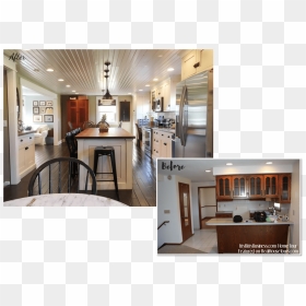 White Farmhouse Kitchen Before And After Renovation - Interior Design, HD Png Download - kitchen png