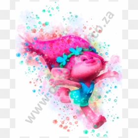 Poppy Trolls Watercolor Paint, HD Png Download - poppy troll png