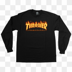 Thrasher Flame Black T - Thrasher, HD Png Download - thrasher png