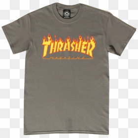 Thrasher Flame Logo T-shirt - Logo Thrasher Shirt Transparent, HD Png Download - thrasher logo png