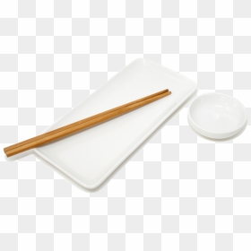 Sushi Plate, Soy Sauce Dish And Chopsticks - Wood, HD Png Download - white plate png
