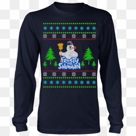 Frosty The Snowman Ugly Christmas Sweaters T Shirt - Long-sleeved T-shirt, HD Png Download - frosty the snowman png
