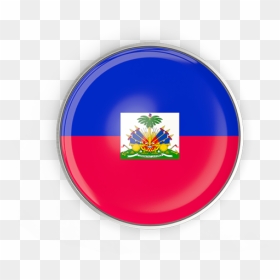 Round Button With Metal Frame - Haiti Round Flag Png, Transparent Png - haiti flag png