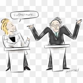 Hillary Clinton And Bernie Sanders Met In Brooklyn - Debate Cartoon Transparent, HD Png Download - hillary clinton face png