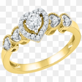 Heart Ring Png Picture - Wedding Ring Heart Yellow Gold, Transparent Png - engagement ring png