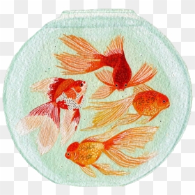 #fish #japan #goldenfish #aesthetic #tumblr #vaporwave - Watercolor Fish Bowl Painting, HD Png Download - childish gambino png