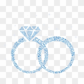 Blue Diamond Engagement Marriage Wedding Ring Clipart - Cross Stitch Patterns Wedding Rings, HD Png Download - engagement ring png
