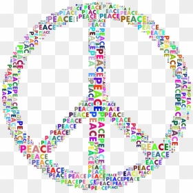 Prismatic Peace Sign Word Cloud No Background - Peace Sign With Words, HD Png Download - peace sign emoji png