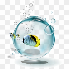 #ftestickers #water #bubbles #fish #yellow - Fish Oil, HD Png Download - water bubbles png