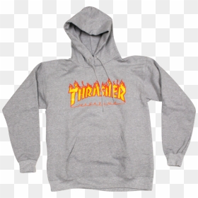 Grey Flame Thrasher Hoodie, HD Png Download - thrasher png