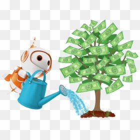 Bot With Wateringcan Moneytree - Animated Money Tree, HD Png Download - money tree png