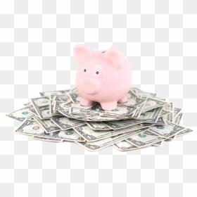 Piggy Bank Dollars - Piggy Bank With Money, HD Png Download - dollars png