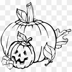 Black, Fall, Pumpkin, Outline, Drawing, Jack, Leaf - October Clipart Black And White, HD Png Download - leaf outline png