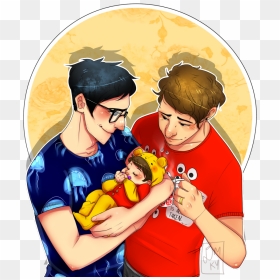 Dan And Phil With Baby Fanart, HD Png Download - dan howell png