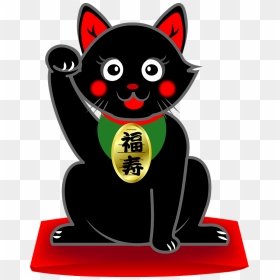 Black Maneki Neko Clipart - Black Cat, HD Png Download - neko png