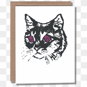 Cat Black And White Illustration, HD Png Download - cat eyes png