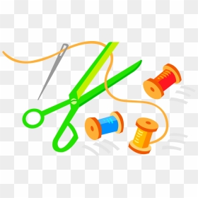 Vector Illustration Of Scissors With Sewing Needle - Scissors Needle And Thread Clipart, HD Png Download - needle and thread png
