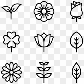 Small Flowers Black And White, HD Png Download - flower icon png