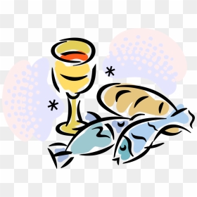 Svg Stock Christian Cup Fish Loaves - Fish And Bread Cartoon, HD Png Download - christian fish png