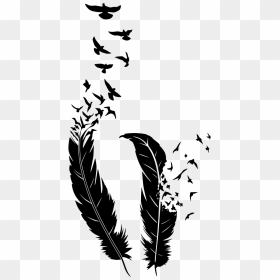 Birds001 Trans Black - Bird Feather Tattoo Png, Transparent Png - black feather png