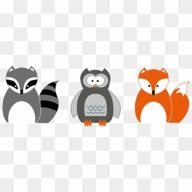 Raccoon Owl And Fox Clip Arts - Cartoon Fox And Owl, HD Png Download - racoon png