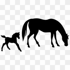 Free Mare And Foal Horse Clipart - Horse And Foal Silhouette, HD Png Download - horse silhouette png