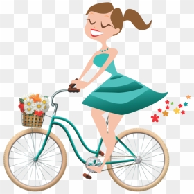 Mujer Con Sombrero Bicicleta Y Flores Png, Transparent Png - zzz png