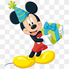 Mickey Mouse Vector Free Png Picture - Mickey Mouse With Gift, Transparent Png - mickey mouse birthday png