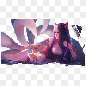 Transparent Ahri Png - White Nine Tailed Kitsune Girl, Png Download - ahri png