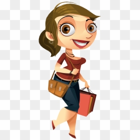 Cartoon Pretty Woman With - Pretty Woman Cartoon Png, Transparent Png - woman walking png