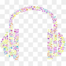 Transparent Music Notes Png - Clip Art Headphones Transparent Background, Png Download - color music notes png