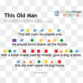 This Old Man Piano Notes Easy - Color Me Mozart Songs, HD Png Download - color music notes png