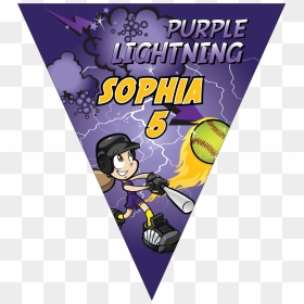 Purple Lightning Triangle Individual Team Pennant - Cartoon, HD Png Download - purple lightning png