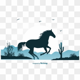 Mustang Pony Wild Horse Illustration - Pulse Line Barrel Racing Clip Art, HD Png Download - cactus silhouette png