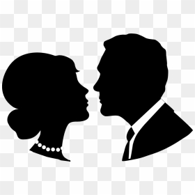 Groom Clipart Face - Bride And Groom Head Silhouette, HD Png Download - bride and groom silhouette png