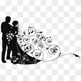 Library Of Wedding Couple Silhouette Transparent Library - Bride And Groom Clipart, HD Png Download - bride and groom silhouette png