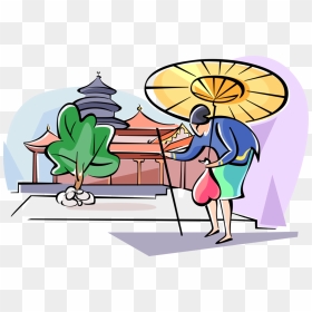 Vector Illustration Of Japanese Woman Walking With - Clip Art, HD Png Download - woman walking png