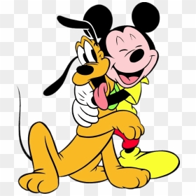Mickey Mouse And Pluto Hugging - Mickey Mouse And His Dog, HD Png Download - pluto png