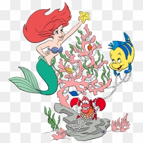 New Ariel Decorating Tree With Flounder, Sebastian - Merry Christmas Ariel Disney, HD Png Download - flounder png