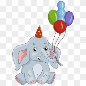 Birthday Elephant Clipart - Cartoon, HD Png Download - elephant clipart png